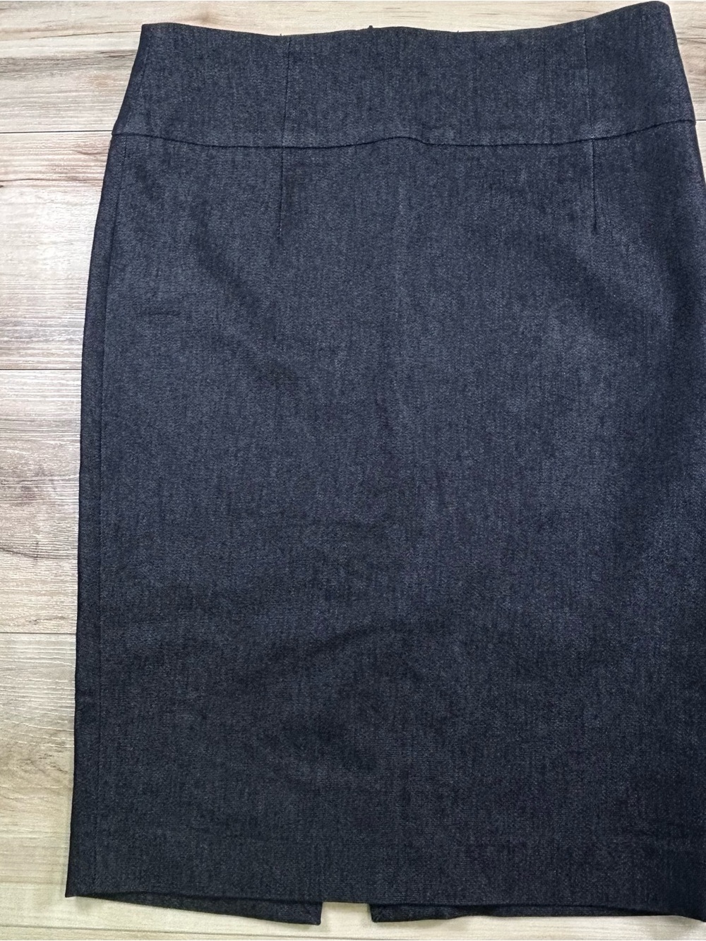 Zara Professional Straight Pencil Fit Midi Stretch Skirt Back Size 6 Black Denim
